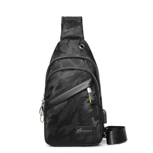 彬澳袋鼠男士胸包休闲斜挎包牛津布时尚小背包胸前单肩包韩版男包