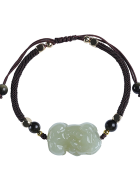 和田玉貔貅手链本命年情侣礼物