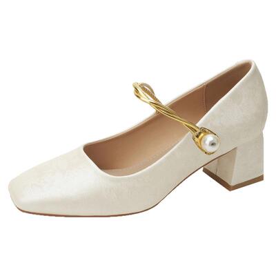 中式国风高跟鞋女配旗袍粗跟单鞋