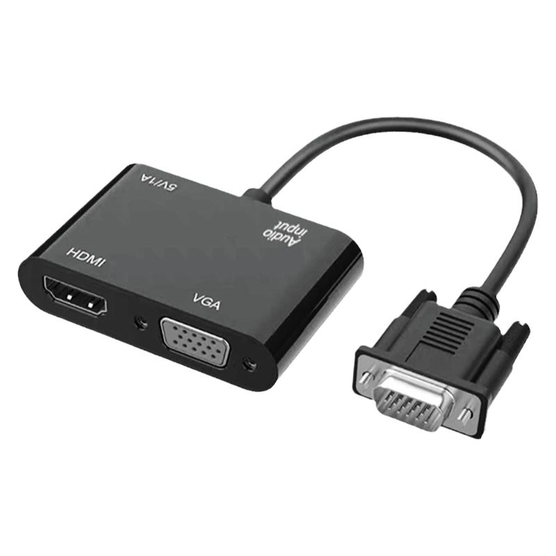 VGA转HDMI+VGA转换器带音频VGA口一分二VGA转VGA和HDMI高清线笔记本电脑投连接投影仪电视屏显示屏器屏幕连接