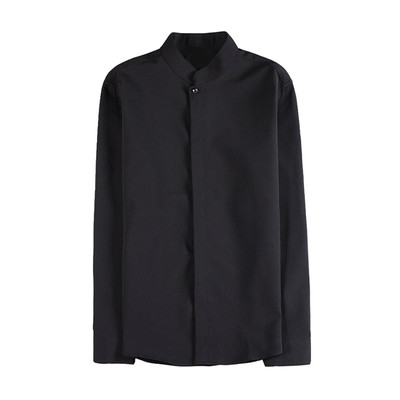 高端新中式华夫格立领衬衫