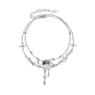 MASW麻秀原创设计熔岩系列清冷高级感星球手链高级感星空紫手环女