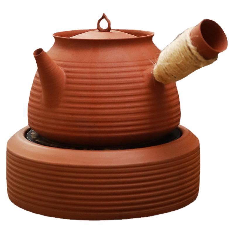 明德园柴烧朱泥大口径煮茶烧水壶