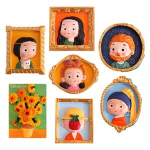 世界名画石膏娃娃涂色涂鸦浮雕冰箱贴儿童手工diy非陶瓷女孩玩具