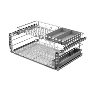 悍高希勒4.0拉篮组合碗碟拉篮实心加厚碗碟篮厨房橱柜收纳三边篮