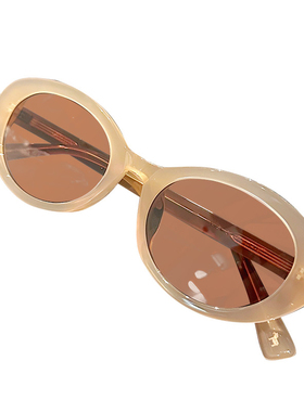 韩系复古可带度数椭圆猫眼墨镜女