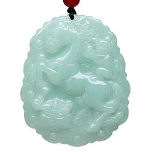 马上封侯马猴生肖吊坠马上猴子手拿印章翡翠项链挂件大款玉坠缅甸