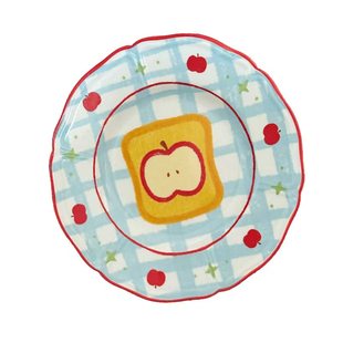 可爱苹果吐司高颜值陶瓷新年餐具早餐一人食套装甜品碗家用菜盘女