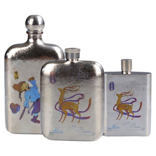 纯钛酒壶2025新款户外露营酒具便携小容量冰花酒瓶子随身带白酒瓶