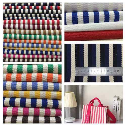 涤棉色织帆布条纹人字鞋袋袋妈咪手袋枕纹装饰布家居面料午餐材抱