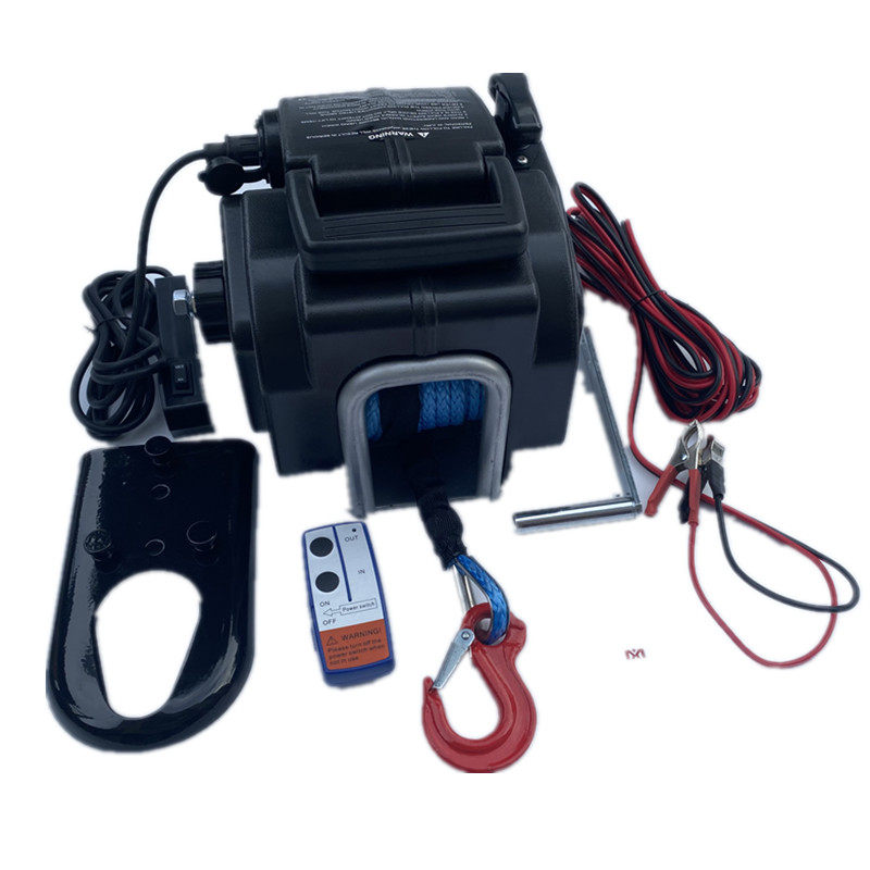 鼎欣便携式电动绞盘游艇牵引卷扬机12V5000磅绞车自驾游自救装备