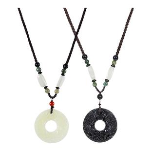 貔貅黑曜石吊坠女情侣平安扣项链男本命年毛衣链玉佩情人节礼物