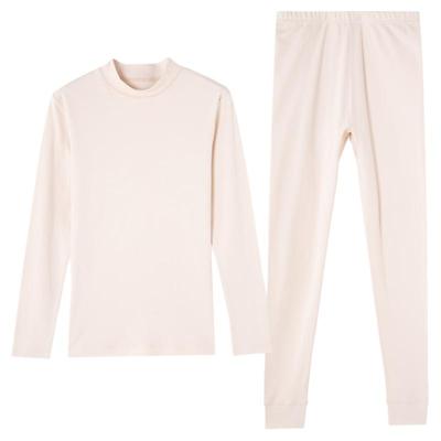 彩棉100%纯棉圆领/高领保暖内衣