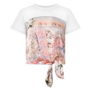 Ruco Line如卡莱 春夏热带风情印花短袖 T恤女打结上衣