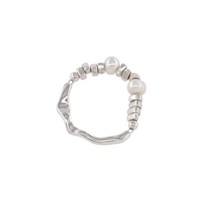 srrmhyn不规则碎银子珍珠戒指女