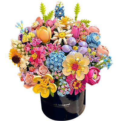 整套玫瑰拼装积木永生花束送礼物