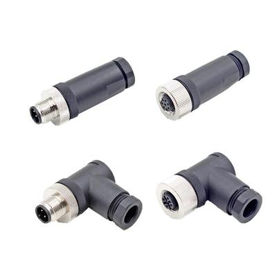 M12连接器工业品铜镀金直线弯头