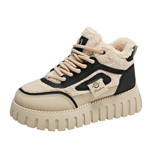 棉鞋女2025年新款冬季高帮运动休闲鞋加绒加厚老爹鞋学生保暖鞋子