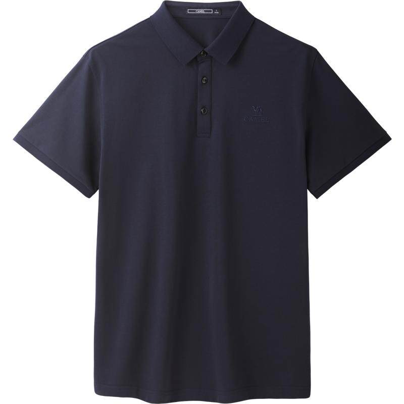 骆驼夏季桑蚕丝休闲短袖polo衫