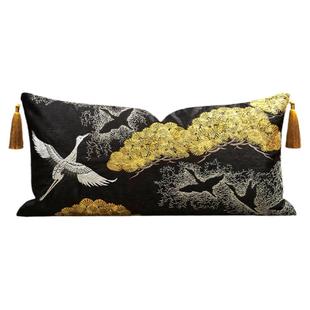 『新年限定』高端中古风格蛇年松鹤延年节日红色抱枕喜庆沙发靠垫