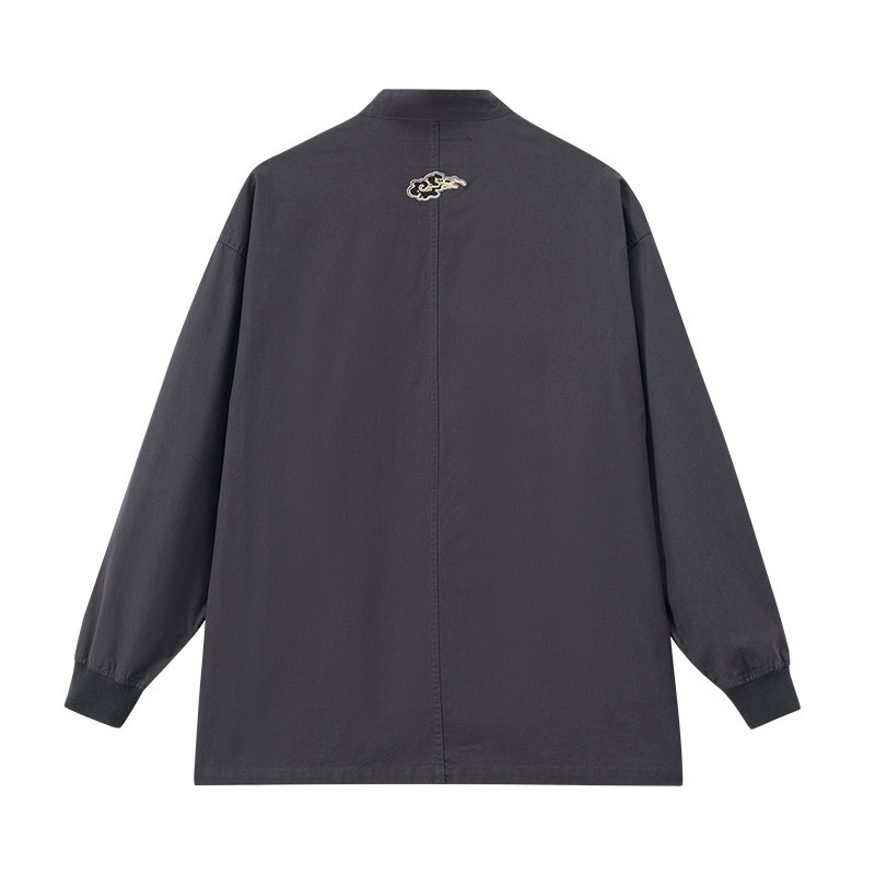 ONIARAI/鬼洗25秋季新品泥棒蓝如意福禄双兽绣花衬衫男式 N340232