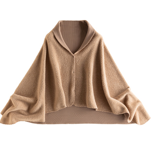 哺乳巾月子披肩护肩一体绒秋冬款母乳外出喂奶遮羞布斗篷遮挡神器