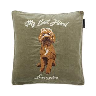 Lexington棉葡萄藤印花靠垫天鹅绒抱枕沙色刺绣腰枕混色小狗腰靠