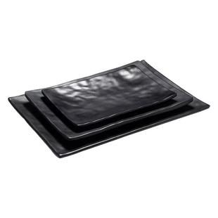 黑色密胺烧烤盘子长方形火锅配菜盘商用牛肉盘专用塑料装烤肉盘子