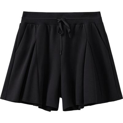 播商场同款黑色阔腿休闲裤女夏季新款薄款松弛短裤BDS2KD2447