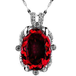 法国IDee纯银吊坠女 925银项链时尚小众设计感红宝石百搭饰品礼物