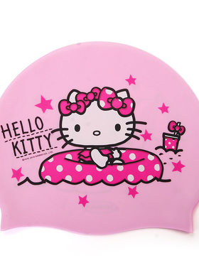 正品迪士尼hello kitty 凯蒂猫儿童游泳防雾防水游泳帽游泳镜套装