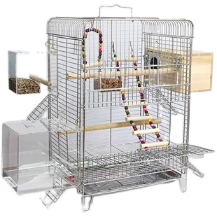 不锈钢鸟笼大号鹦鹉笼子新型别墅八哥虎皮玄凤专用笼家用繁殖豪华