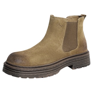 红蜻蜓切尔西靴2025秋冬新款男鞋厚底一脚蹬通勤短靴加绒保暖棉鞋