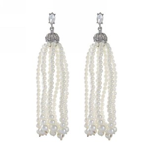 欧美耳环饰品民族风晚会奢华礼服旗袍女式清新耳环耳饰珍珠流苏款