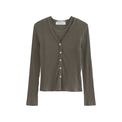 MOERSHOP Casual lady 设计感雪花坑条针织衫套装女冬季百搭上衣