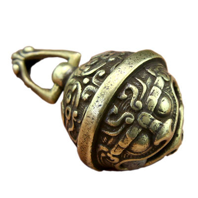 纯黄铜铃铛汽车钥匙链饕餮兽面