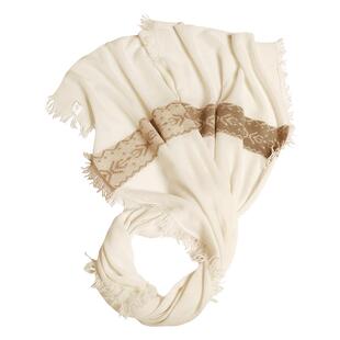 APCSHOP秋冬季新款 费尔岛提花散须针织围巾百搭闲适纯羊绒大披肩