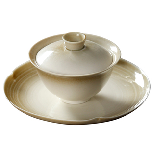 草木灰釉陶瓷三才盖碗景德镇泡茶器单个家用功夫茶具大茶杯敬茶碗