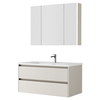 watermax奶油风浴室柜镜柜组合