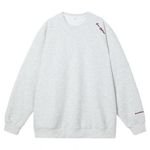 WASSUP潮牌400g重磅圆领卫衣男秋冬宽松oversize潮流情侣套头上衣