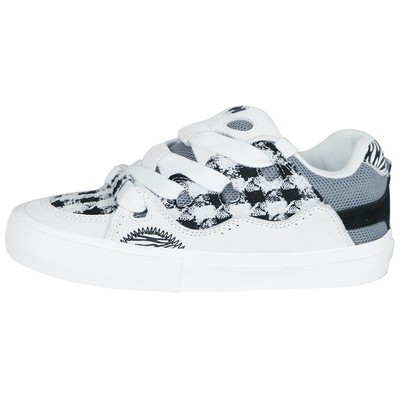 顽刻ollieskate面包鞋斑马纹格子小香风翻毛皮拼接BAKE滑板鞋