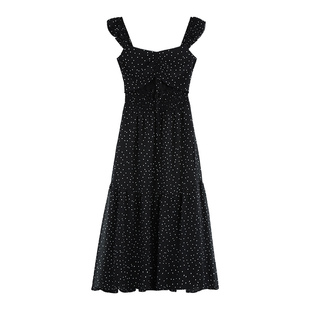 pusumede 【现货7.5折】碎花吊带连衣裙女设计感收腰显瘦长裙