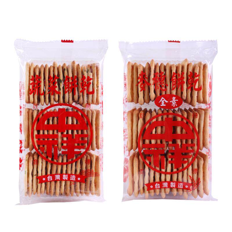 台湾中祥苏打饼干咸味香葱饼干葱花蔬菜原味牛轧糖牛扎饼干原材料