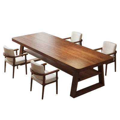 去客厅化实木长书桌家用双层隔板桌阅读桌大工作台餐书桌一体长桌