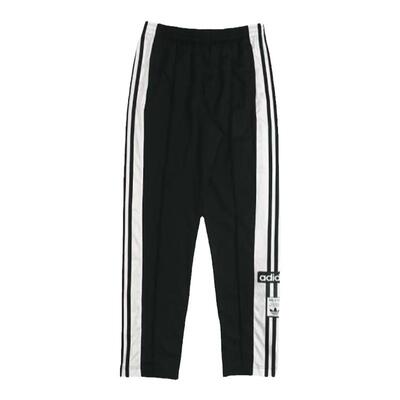 Adidas黑白侧开排扣阔腿裤