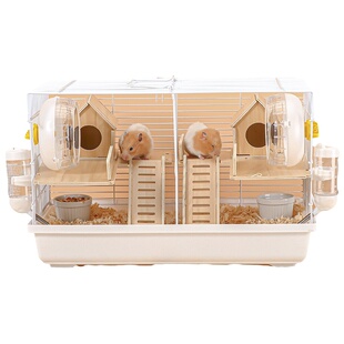 金丝熊仓鼠一公一母笼子双人间分开相亲专用两只防啃咬防越狱超大