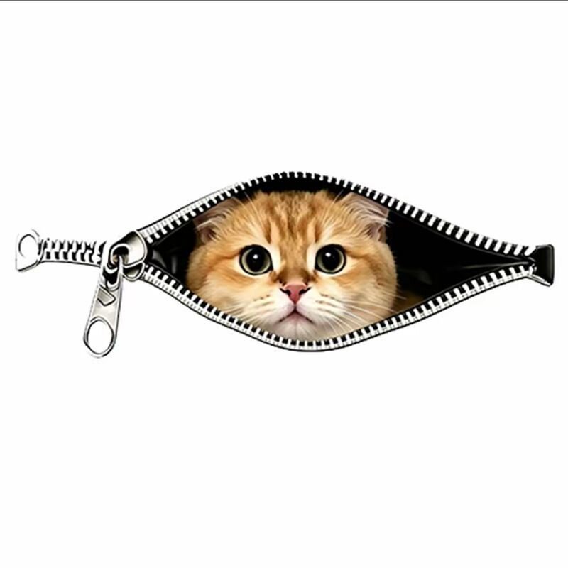 3D仿真猫猫拉链车窗贴装饰