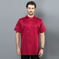 Красный единственный вершина [вышитый шеф -повар с коротким рукавом] та же модель мужчин и женщин