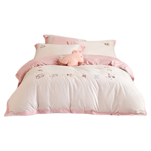 罗莱秋冬新品儿童四件套60支全棉纯棉磨毛加厚套件被套床上用品