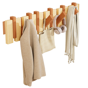 实木钢琴键挂衣架免打孔入户玄关挂钩墙上壁挂装饰收纳衣帽架钥匙